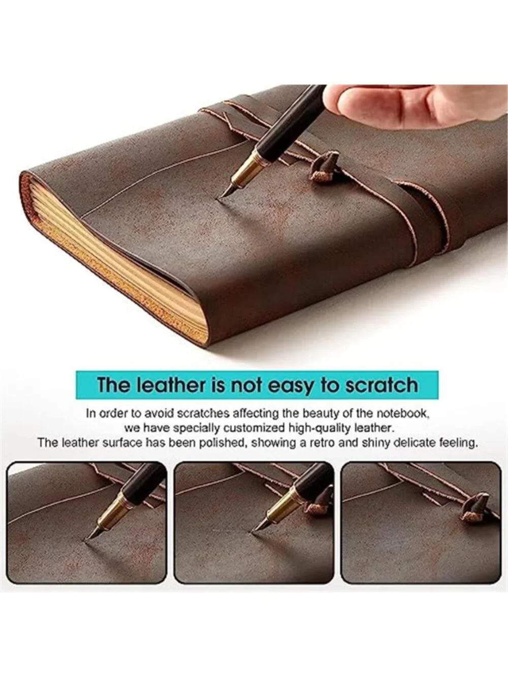 Leather Journal Notebook - Genuine Leather Journals for Writing 260 Pages 5x7.1